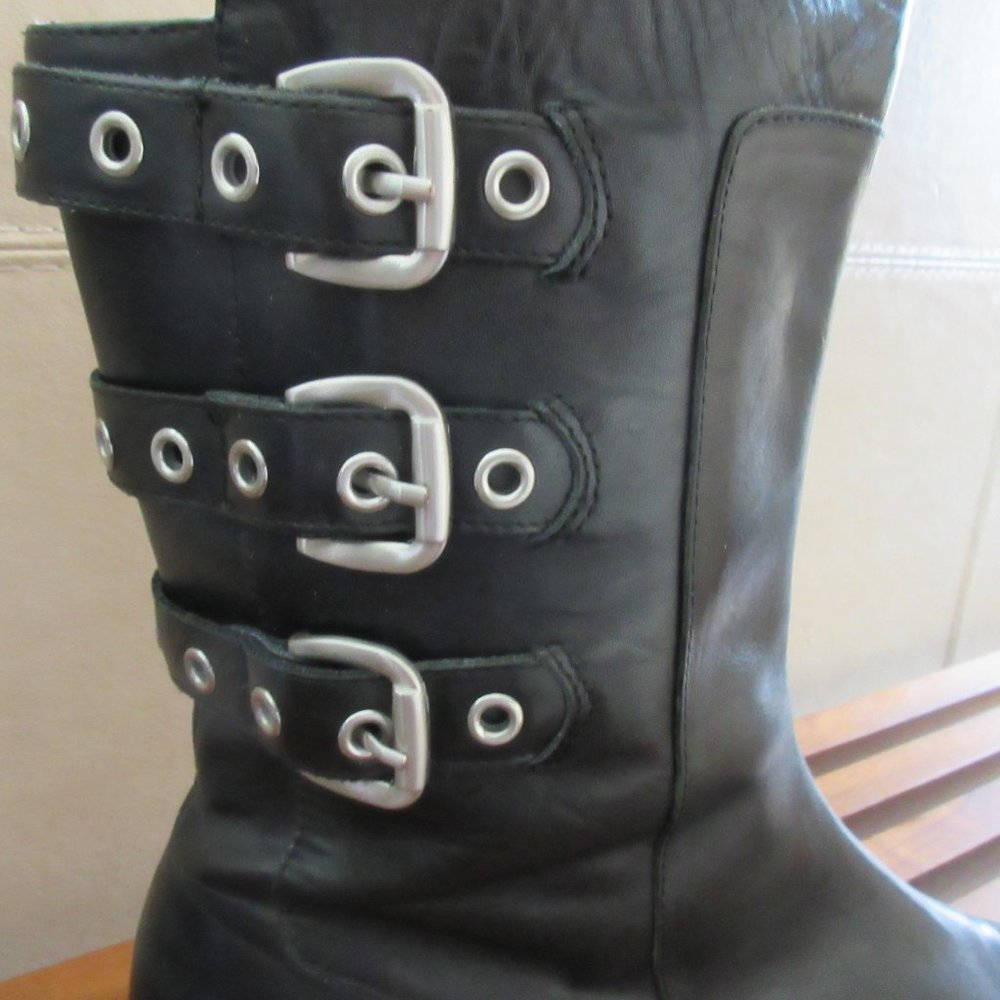 💕SALE - Adrienne Vittadini Black "Trojan" Buckled Moto Boots 💕